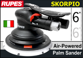 Rupes Skorpio 6" Air-Powered Random Orbital Palm Sander