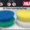 The Rupes LHR75e BigFoot 3" Mini Polisher works best when factory Rupes Foam Pads are used, as their design delivers a balanced and agile feel. Shown: 9.BF70H (blue extra-cut foam pad), 9.BF70J (green intermediate-cut foam pad), 9.BF70M (yellow fine foam polishing pad), and 9.BF100S (white ultra-fine foam finishing pad).