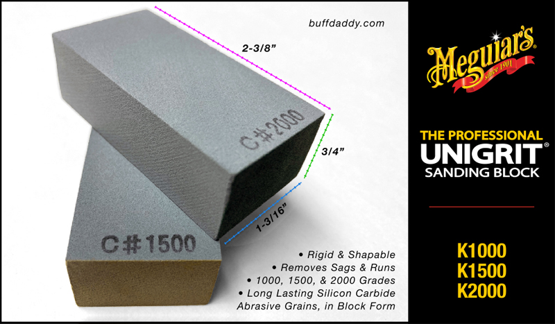 MEGUIAR'S K1500 - Mirror Glaze Unigrit Sanding Block, 1500 Grit - FREE  SHIPPING 