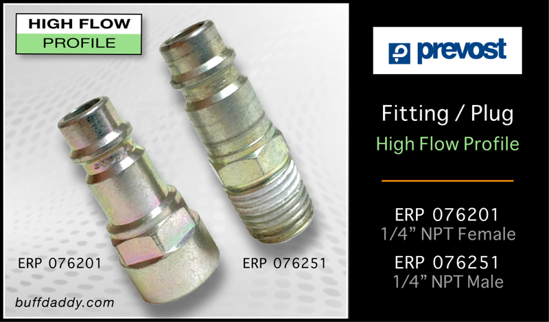 ERP 076251 Prevost High Flow Safety Air Plug 1/4" MNPT Set of 5 Prevo Plugs 