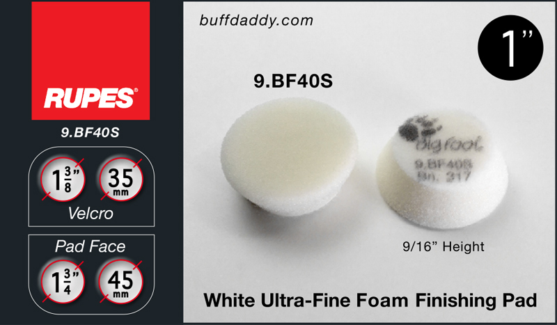 Rupes 9.BF40S x 1 Ibrid Nano 40mm Ultra Fine Polishing Foam Pad White 