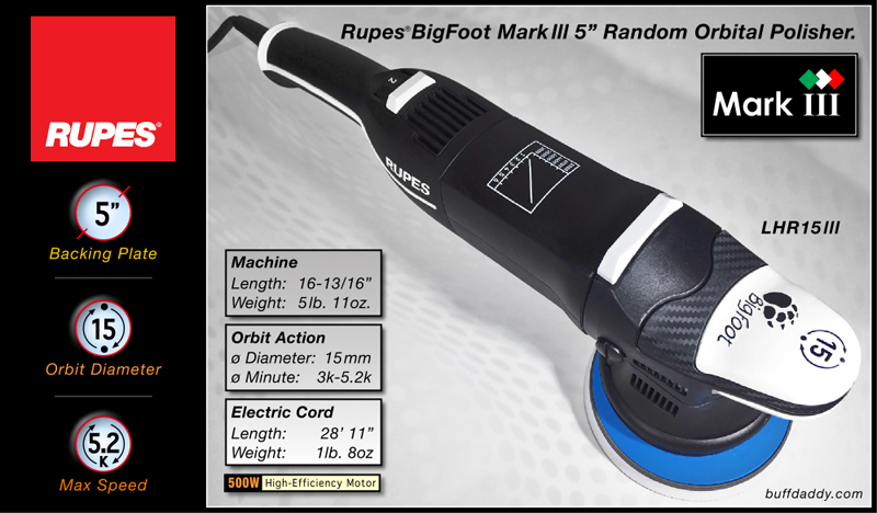 Rupes BigFoot Random Orbital Polisher - MarkIII 15MM